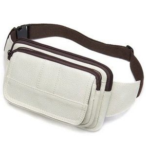 COWHIDE Leather Fanny Pack White